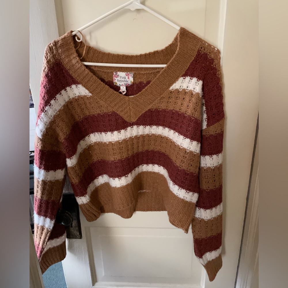 NWT cropped striped sweater M - Picture 1 of 4
